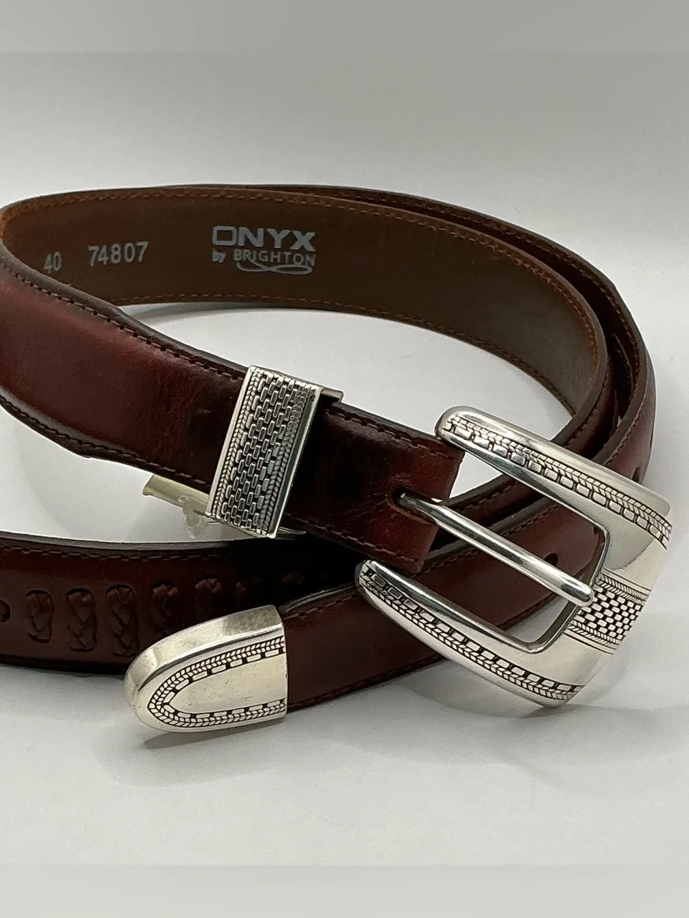 🤎 BRIGHTON 🤎Onyx Brown Leather Salina Taper Belt